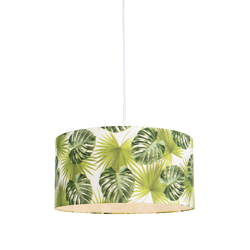 Botanická závěsná lampa bílá s odstínem Leaf 50cm - Combi 1