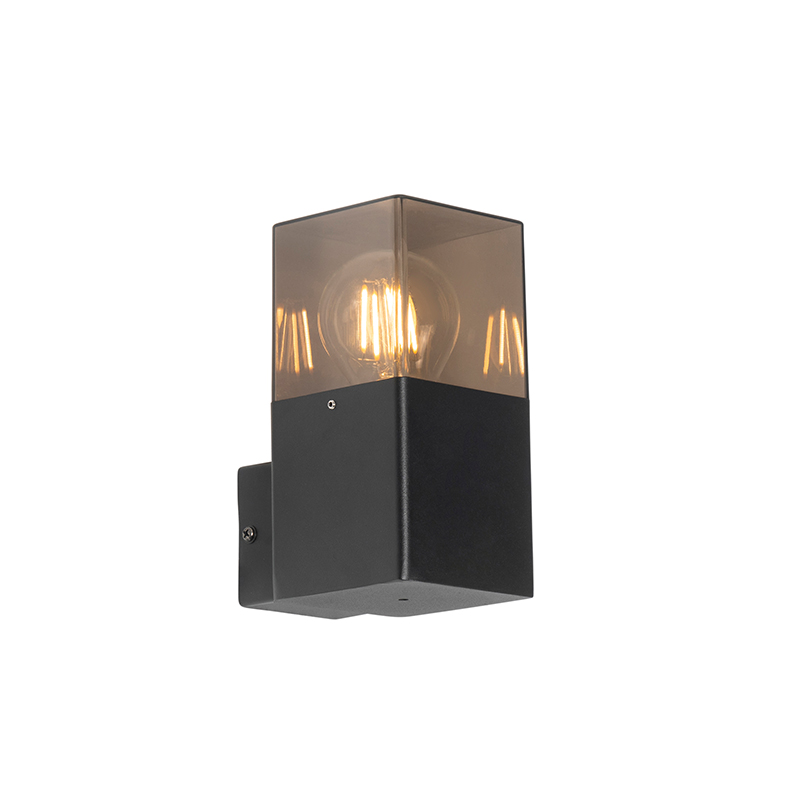 Buitenwandlamp zwart met smoke kap IP44 - Denmark