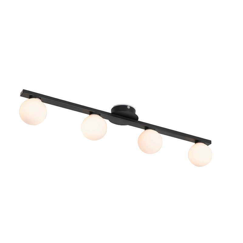 Moderne plafondlamp zwart IP44 4-lichts - Cederic