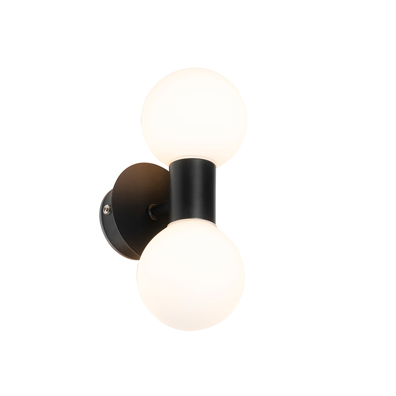 Moderne wandlamp zwart IP44 2-lichts - Cederic