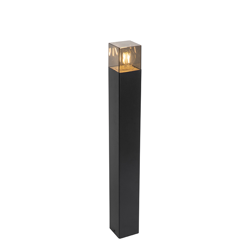 Staande buitenlamp zwart met smoke kap 70 cm IP44 - Denmark