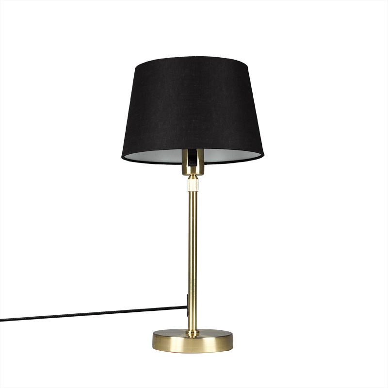 Stolní lampa zlatá / mosaz s černým odstínem nastavitelná 25 cm - Parte