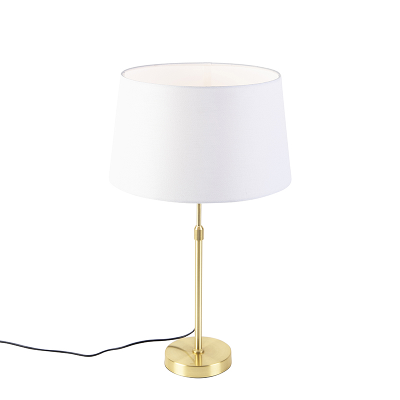 Stolní lampa zlatá / mosaz s plátěným odstínem bílá 35 cm - Parte