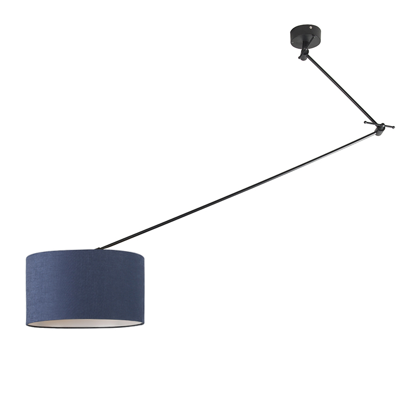 Závěsná lampa černá se stínidlem 35 cm modrá nastavitelná - Blitz I.
