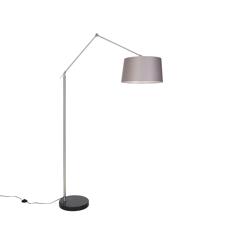 Moderne vloerlamp staal met kap donkergrijs 45 cm - Editor