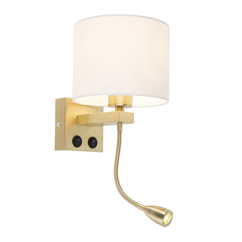 Nástěnná lampa ve stylu art deco zlatá s bílým odstínem - Brescia