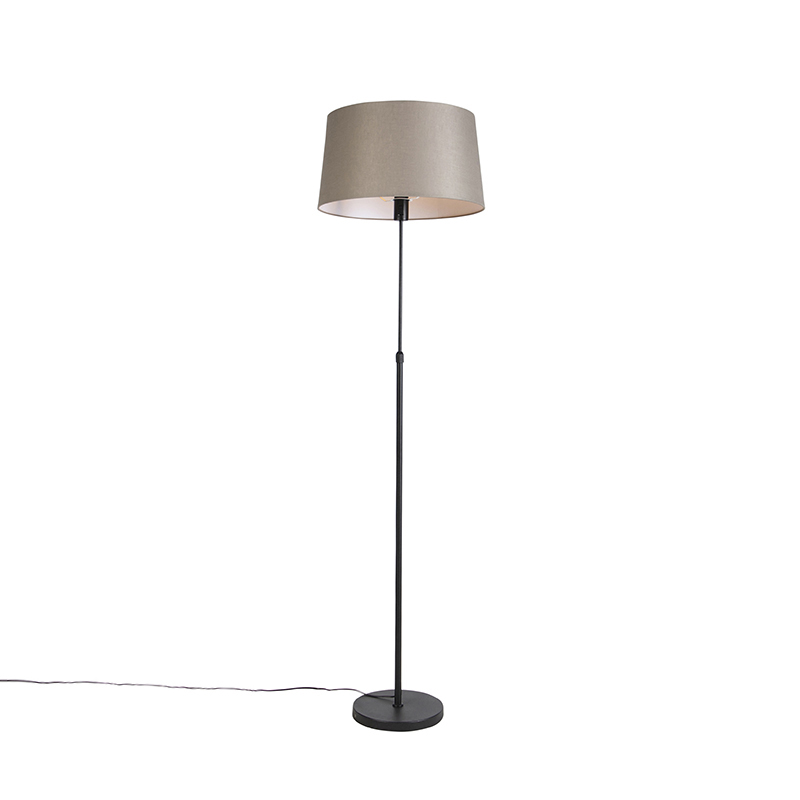 Stojací lampa černá s odstínem taupe lnu nastavitelná 45 cm - Parte