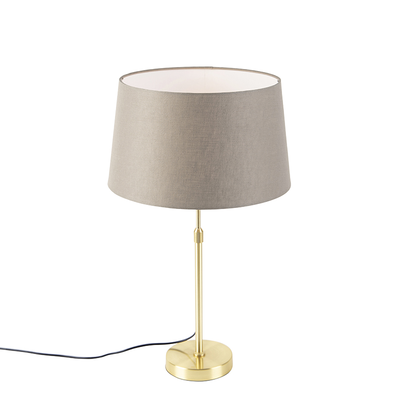 Stolní lampa zlatá / mosaz s odstínem lnu taupe 35 cm - Parte