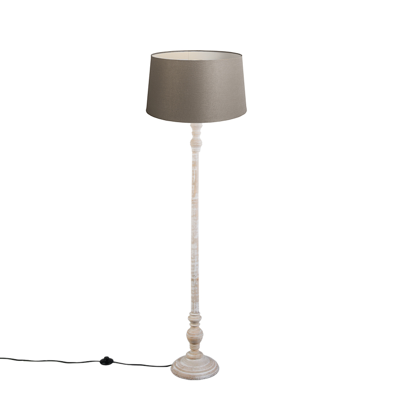 Venkovská stojací lampa taupe s plátěným odstínem 45 cm - Classico