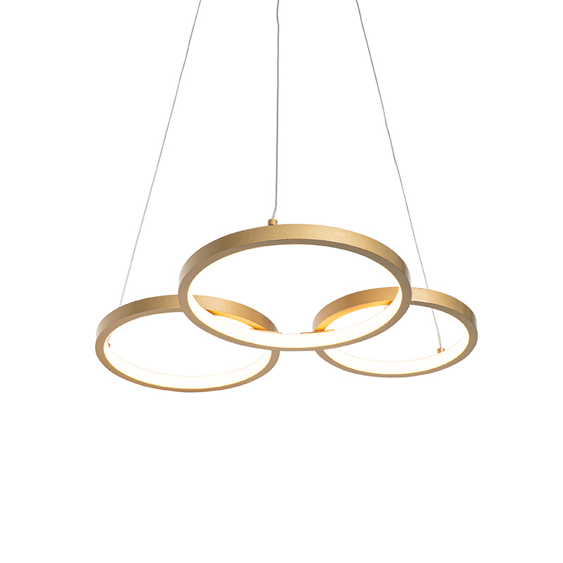 Hanglamp goud incl. LED 3-staps dimbaar 3-lichts - Rondas