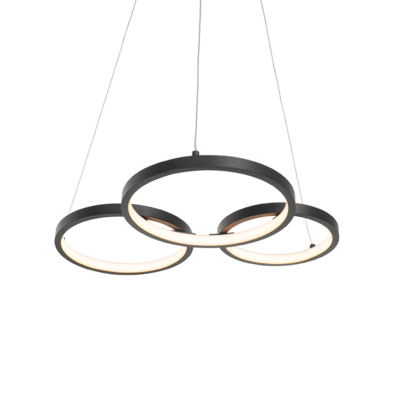 Hanglamp zwart incl. LED 3-staps dimbaar 3-lichts - Rondas