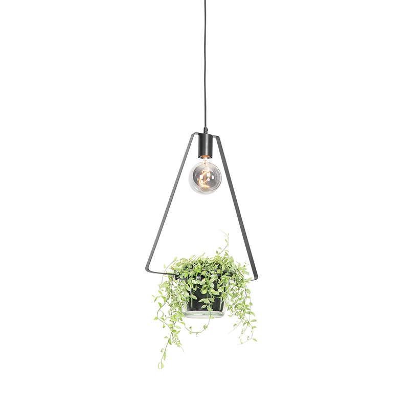 Moderne hanglamp zwart met glas driehoekig - Roslini