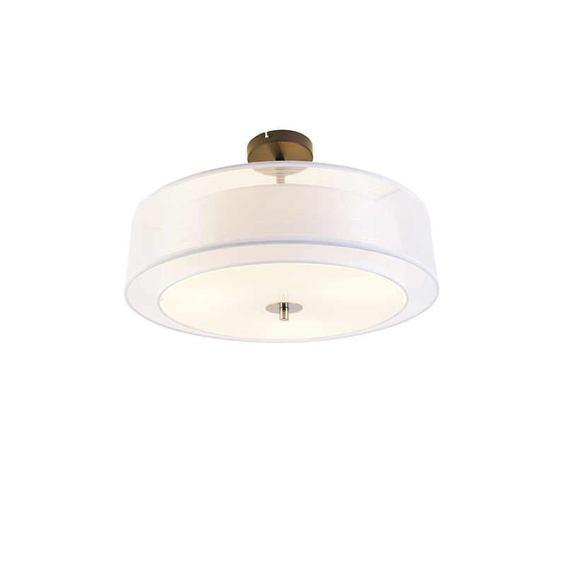 Moderne plafondlamp wit 50 cm 3-lichts - Drum Duo