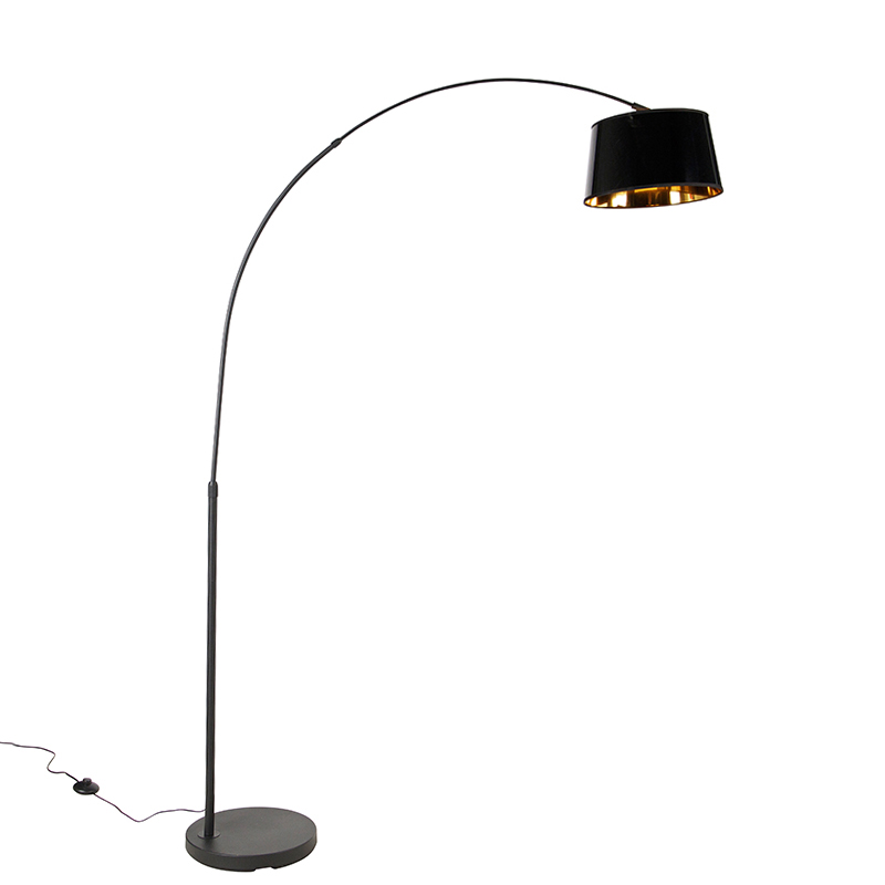 Moderní oblouková lampa černá se zlatem - Arc Basic