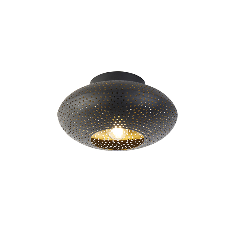 Orientální stropní lampa černá se zlatem 25 cm - Radiance