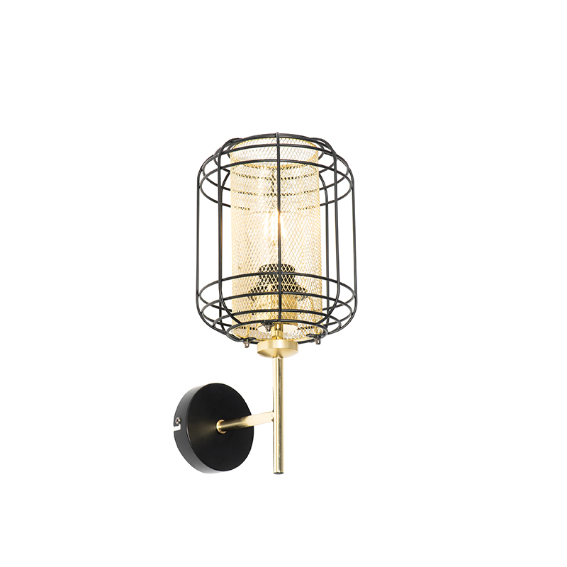 Design wandlamp zwart met goud - Gaze Up