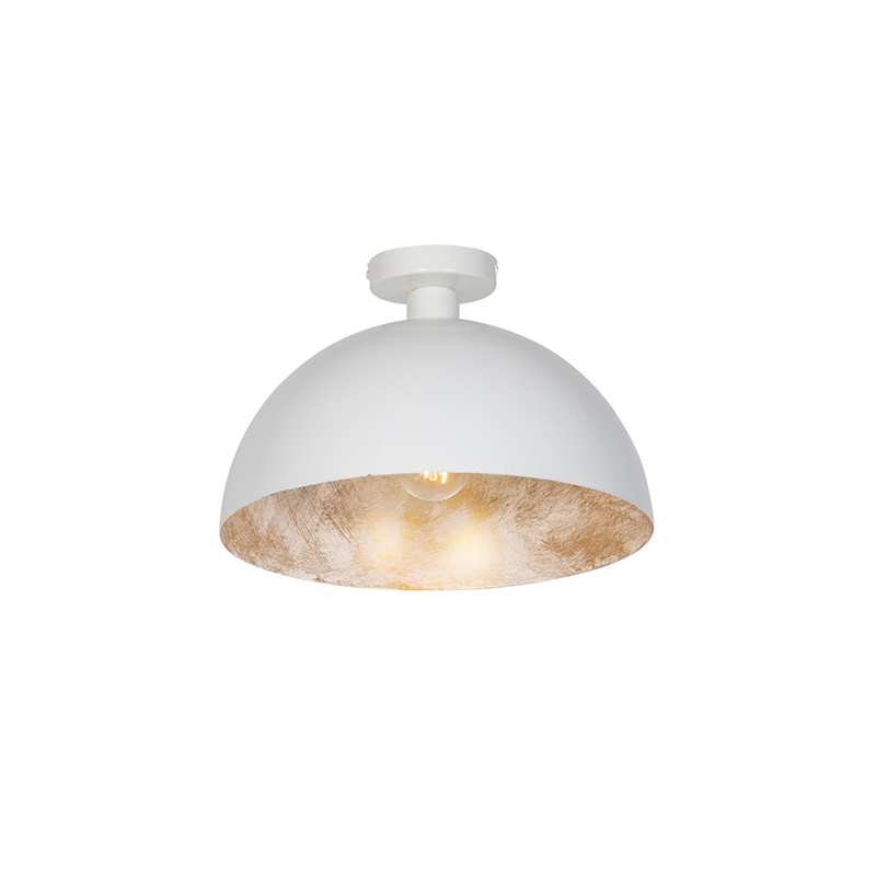 Industriële plafondlamp wit met goud 35 cm - Magna