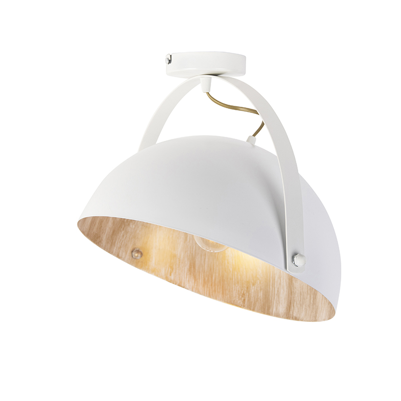 Industriële plafondlamp wit met goud kantelbaar - Magna