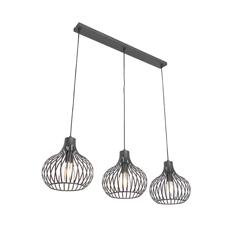 Moderne hanglamp zwart 3-lichts - Frances