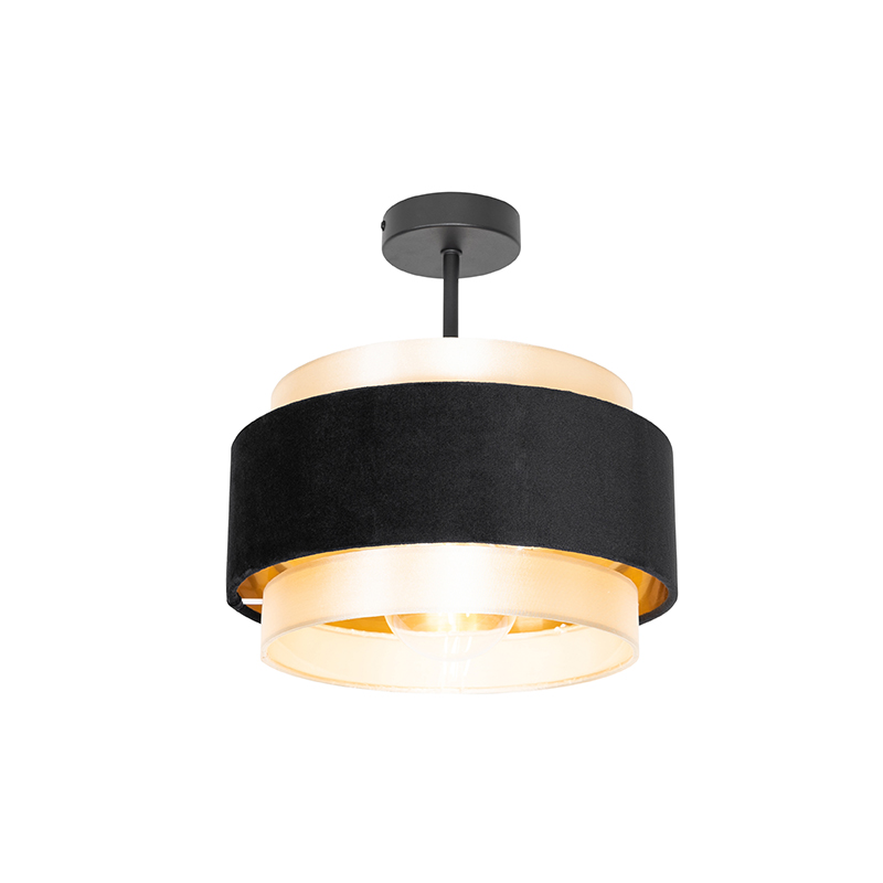 Moderne plafondlamp zwart met goud - Elif