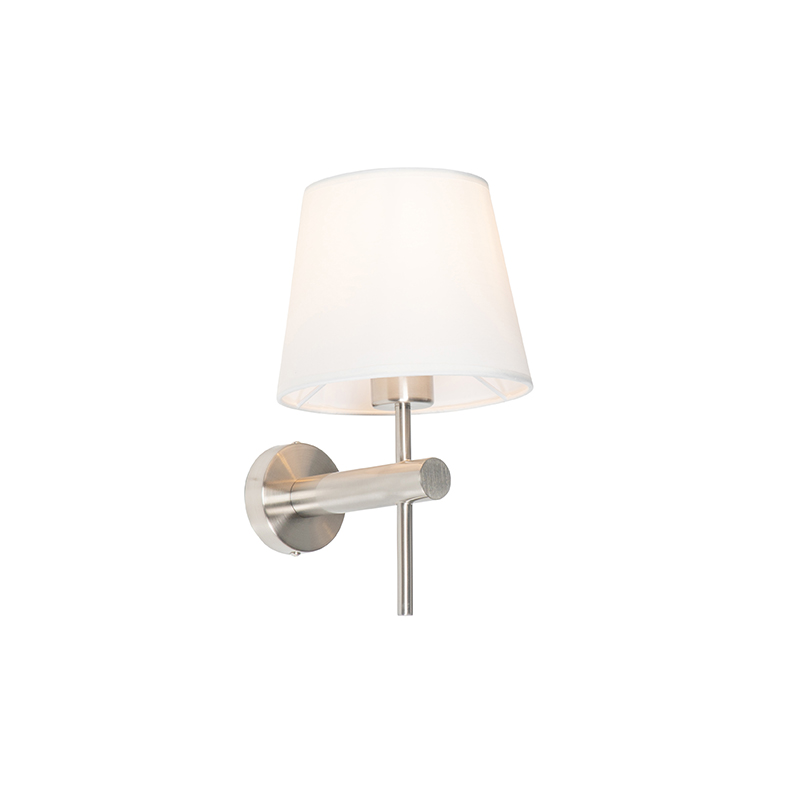 Moderne wandlamp wit met staal - Pluk