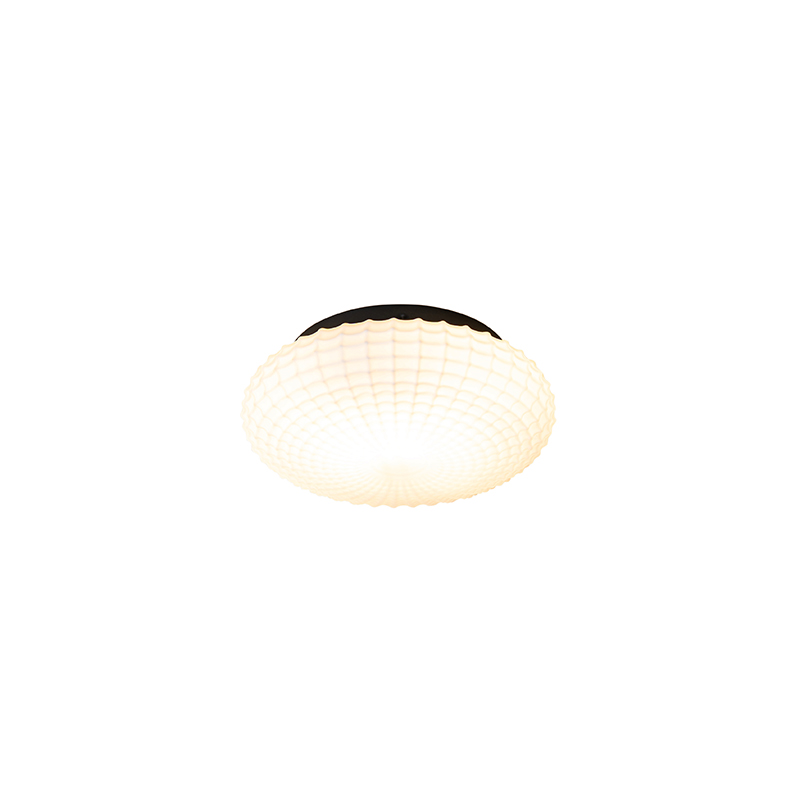 Klassieke plafondlamp zwart met opaal glas 23 cm IP44 - Nohmi