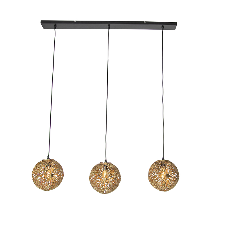 Art deco hanglamp goud langwerpig 3-lichts - Maro