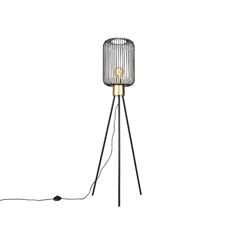 Design vloerlamp zwart met goud - Mayelle