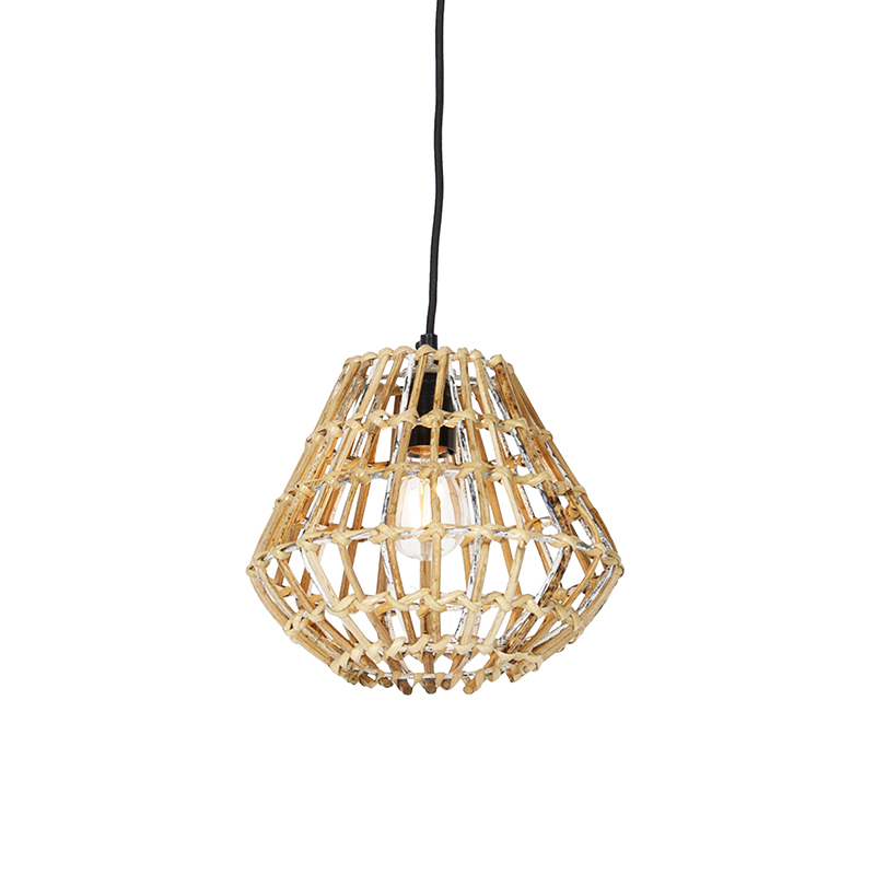 Landelijke hanglamp bamboe met wit - Canna Diamond