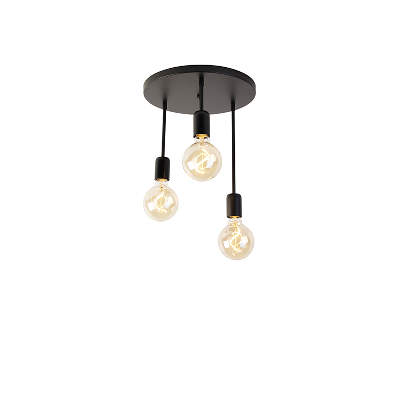 Moderne plafondlamp zwart 3-lichts - Facil