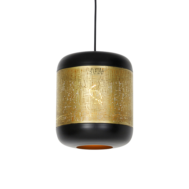 Vintage hanglamp zwart met messing - Kayleigh