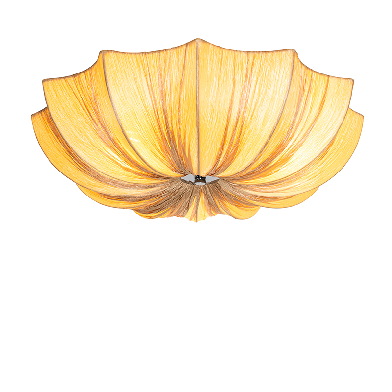 Design plafondlamp beige zijden 52 cm 3-lichts - Plu