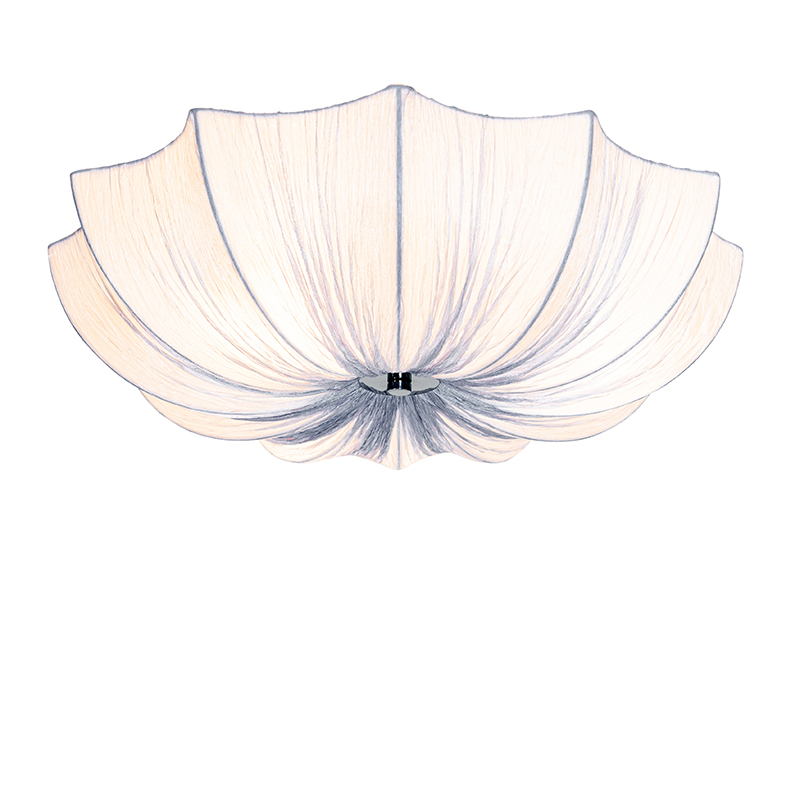 Design plafondlamp grijs zijden 52 cm 3-lichts - Plu