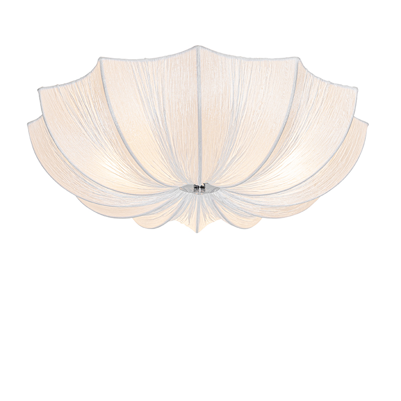 Design plafondlamp wit zijden 52 cm 3-lichts - Plu