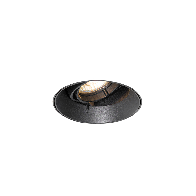 Moderne inbouwspot zwart GU10 rond trimless - Oneon