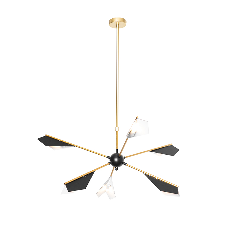 Design hanglamp zwart met goud 6-lichts - Sinem