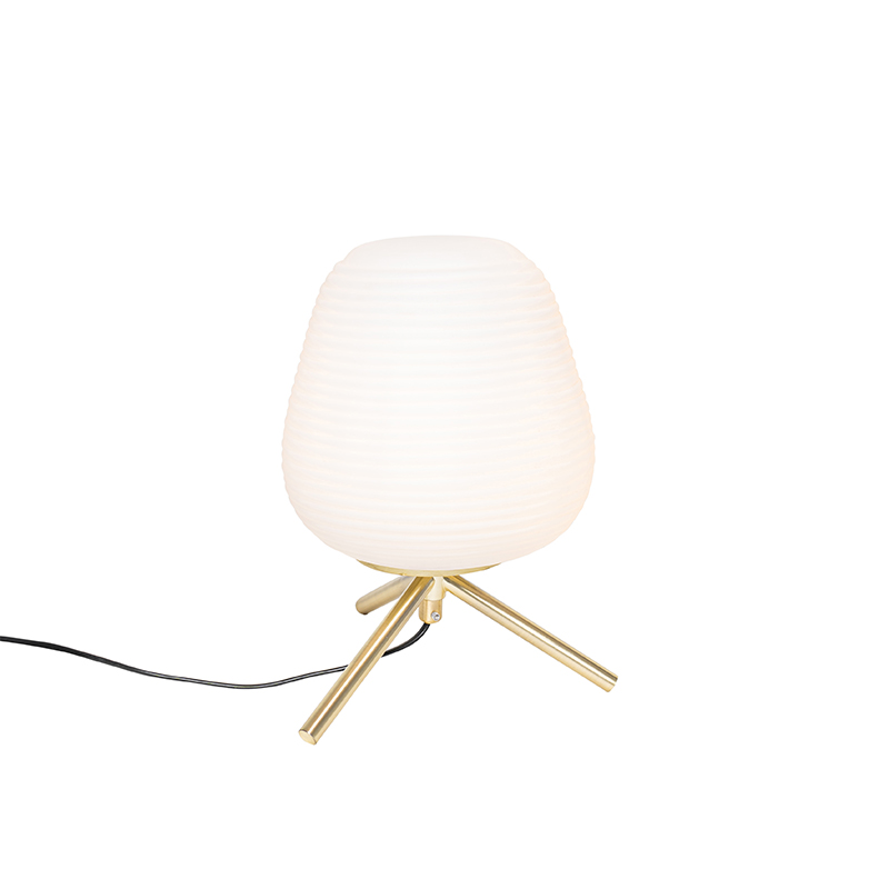 Design tafellamp goud 20 cm met opaal glas - Hero