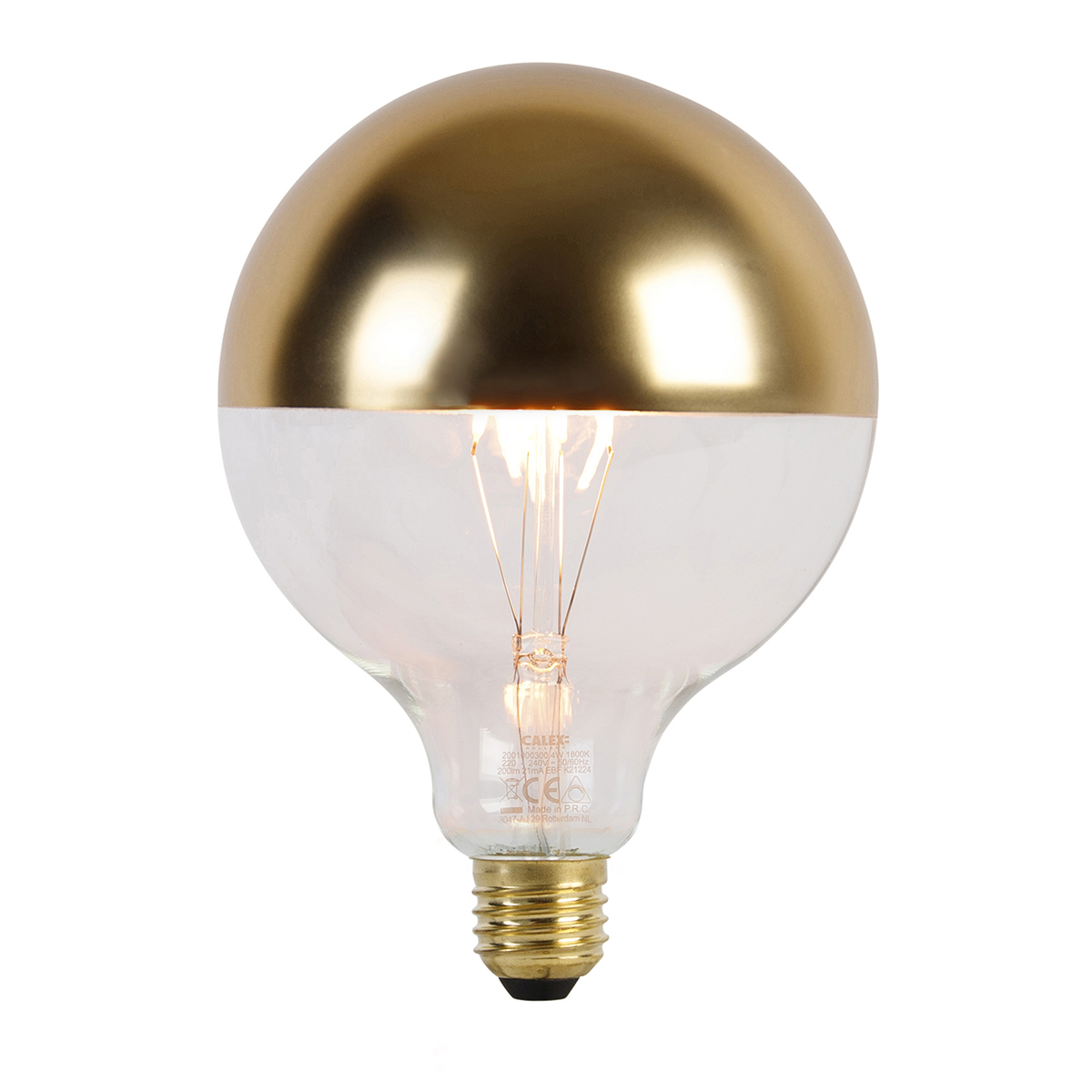 E27 LED lamp G125 kopspiegel goud 4W 200 lm 1800K