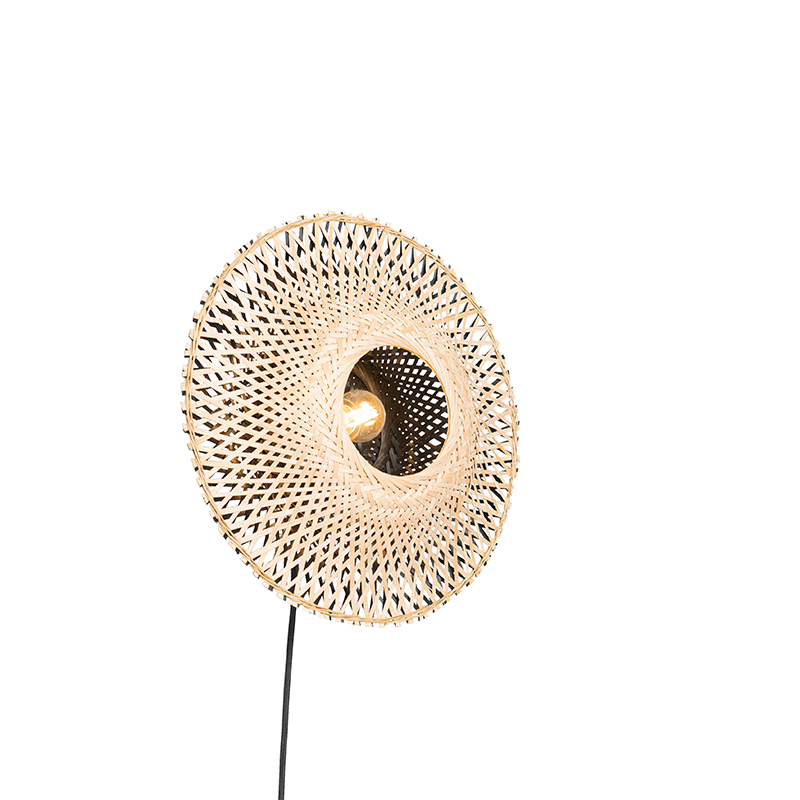 Oosterse wandlamp rotan 35 cm met stekker - Rina