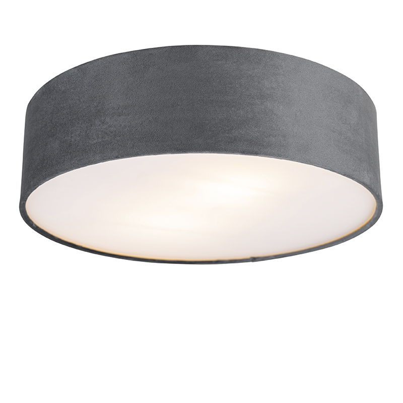 Plafondlamp grijs 40 cm met gouden binnenkant - Drum