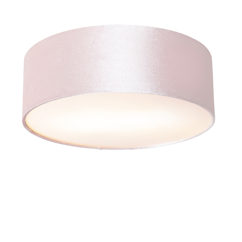 Plafondlamp roze 30 cm met gouden binnenkant - Drum