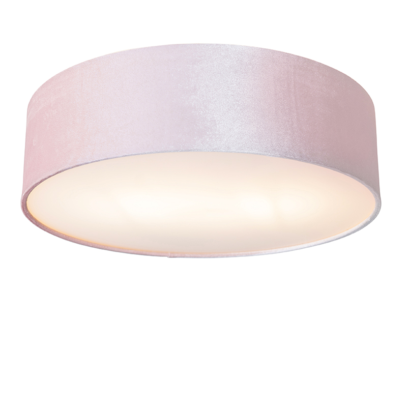 Plafondlamp roze 40 cm met gouden binnenkant - Drum
