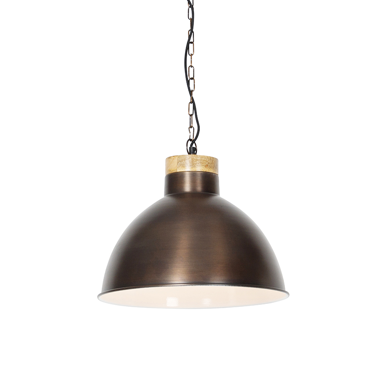 Vintage hanglamp koper met hout - Pointer