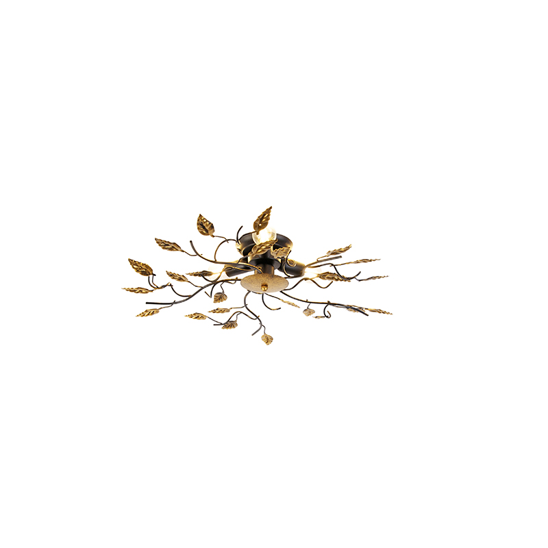 Vintage plafondlamp zwart met goud 50 cm 3-lichts - Foglie