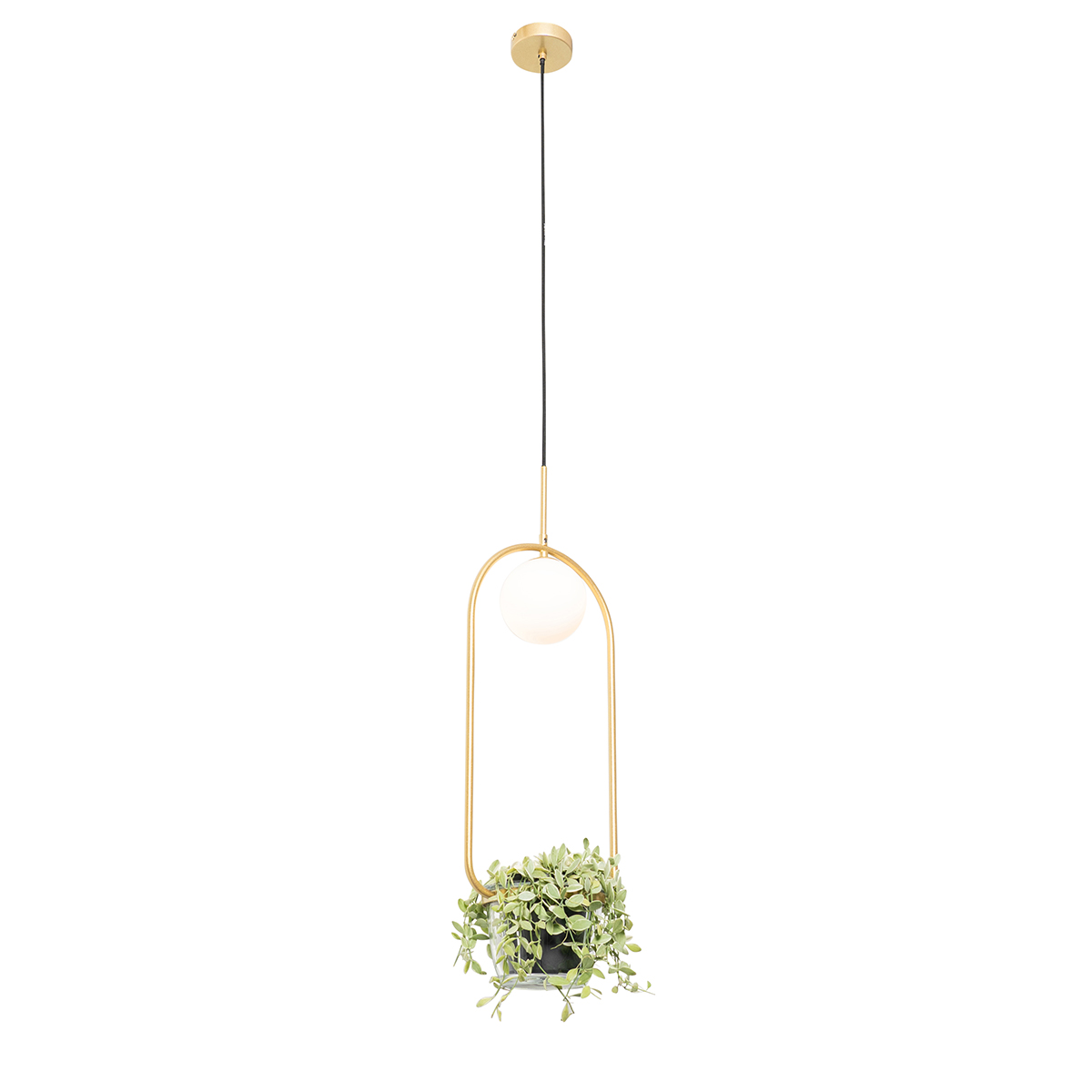 Art deco hanglamp goud met wit glas - Isabella