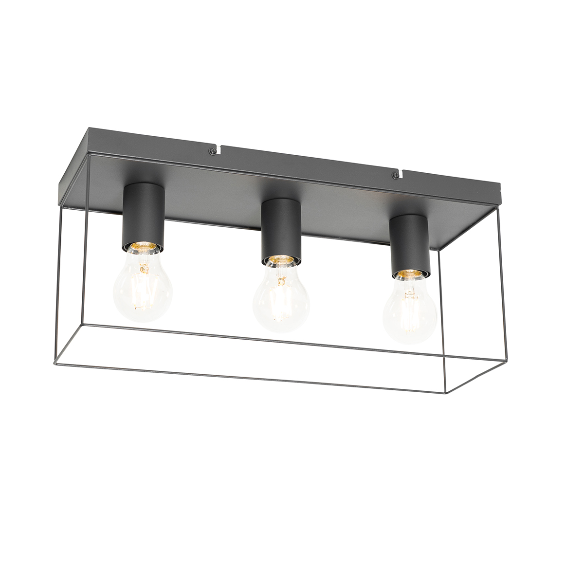 Minimalistische plafondlamp zwart 3-lichts - Kodi