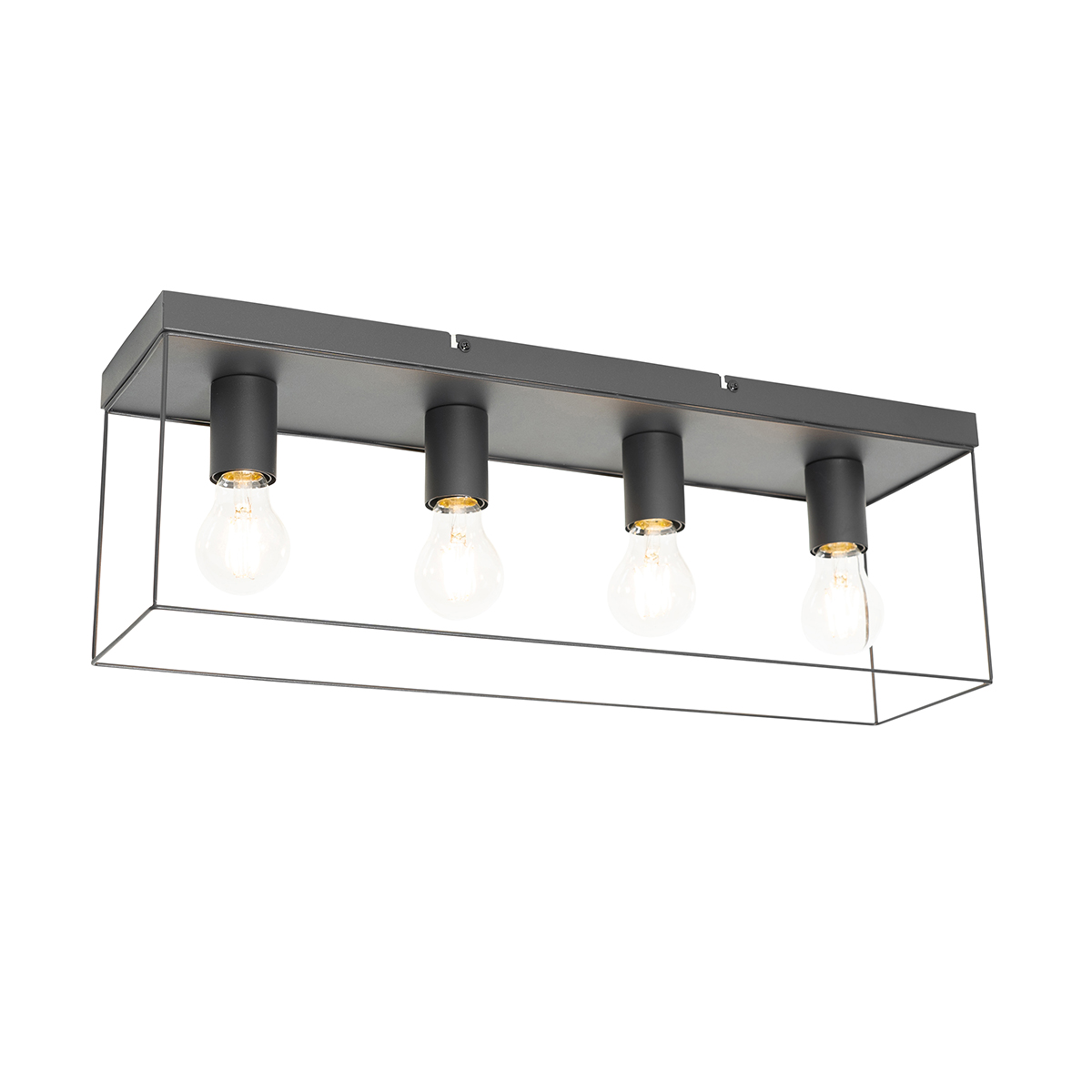 Minimalistische plafondlamp zwart 4-lichts - Kodi