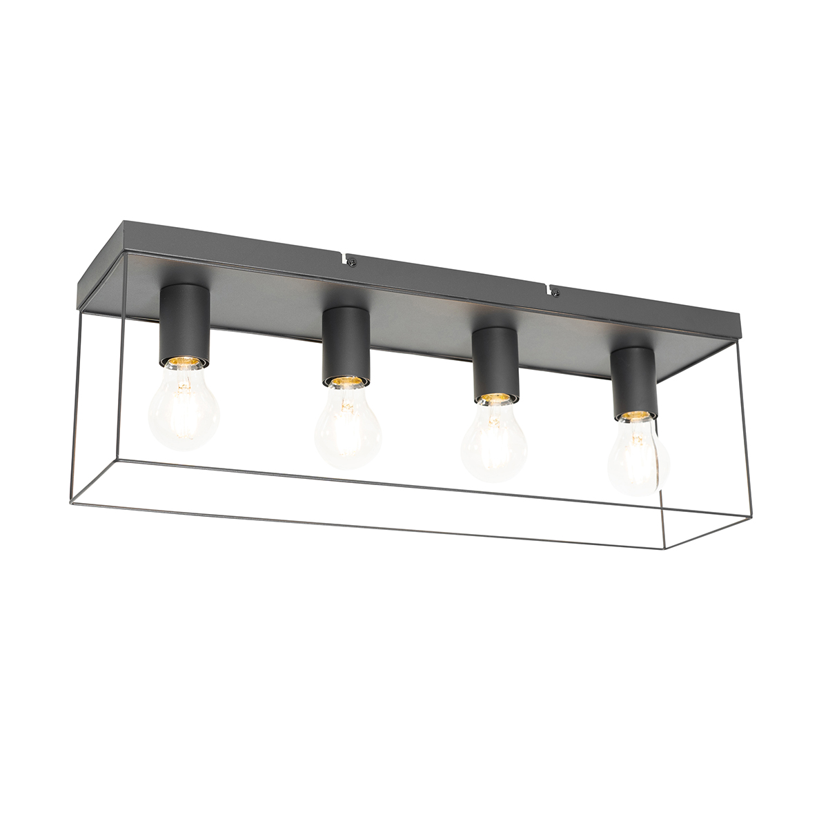 Minimalistische plafondlamp zwart 4-lichts - Kodi