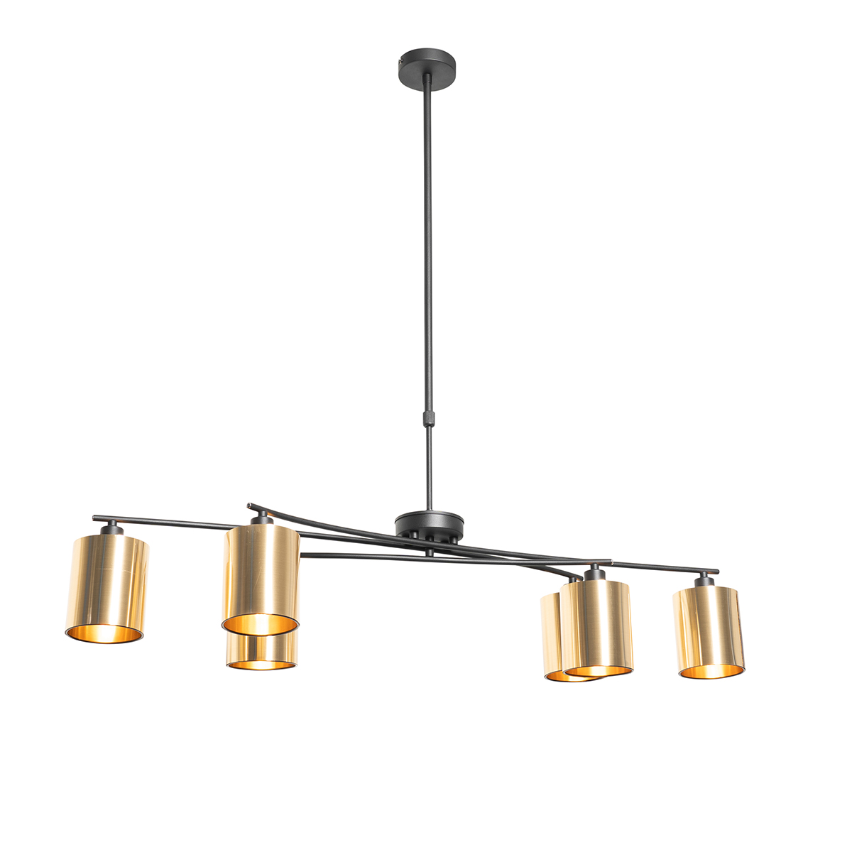 Moderne hanglamp zwart met goud verstelbaar 6-lichts - Lofty