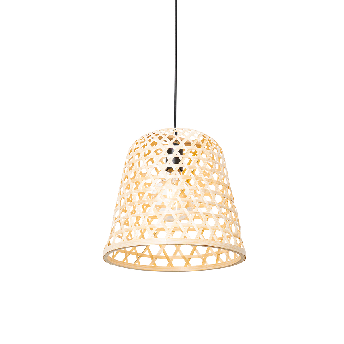 Oosterse hanglamp zwart met bamboe - Rayan